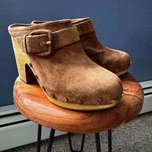 Veronica Beard Brown Suede Clogs